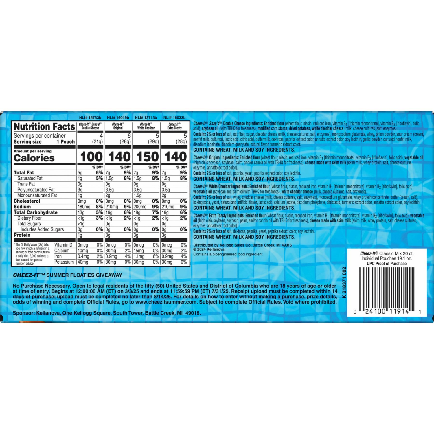 slide 8 of 8, Cheez-It Cheese Crackers Variety Pack, 20 ct