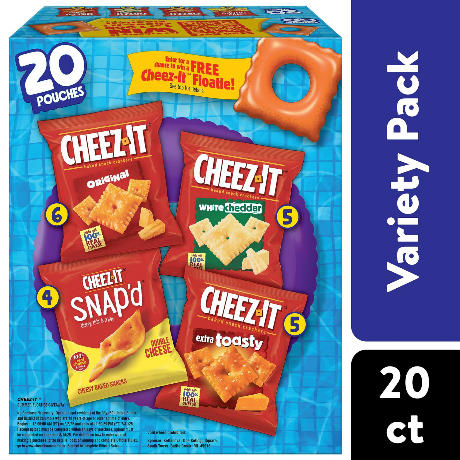 slide 1 of 8, Cheez-It Cheese Crackers Variety Pack, 20 ct