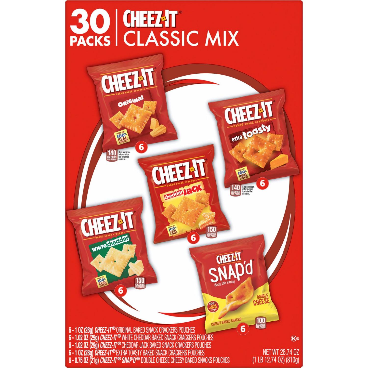 slide 3 of 6, Cheez-It Variety Pack Cheese Crackers, 30 ct