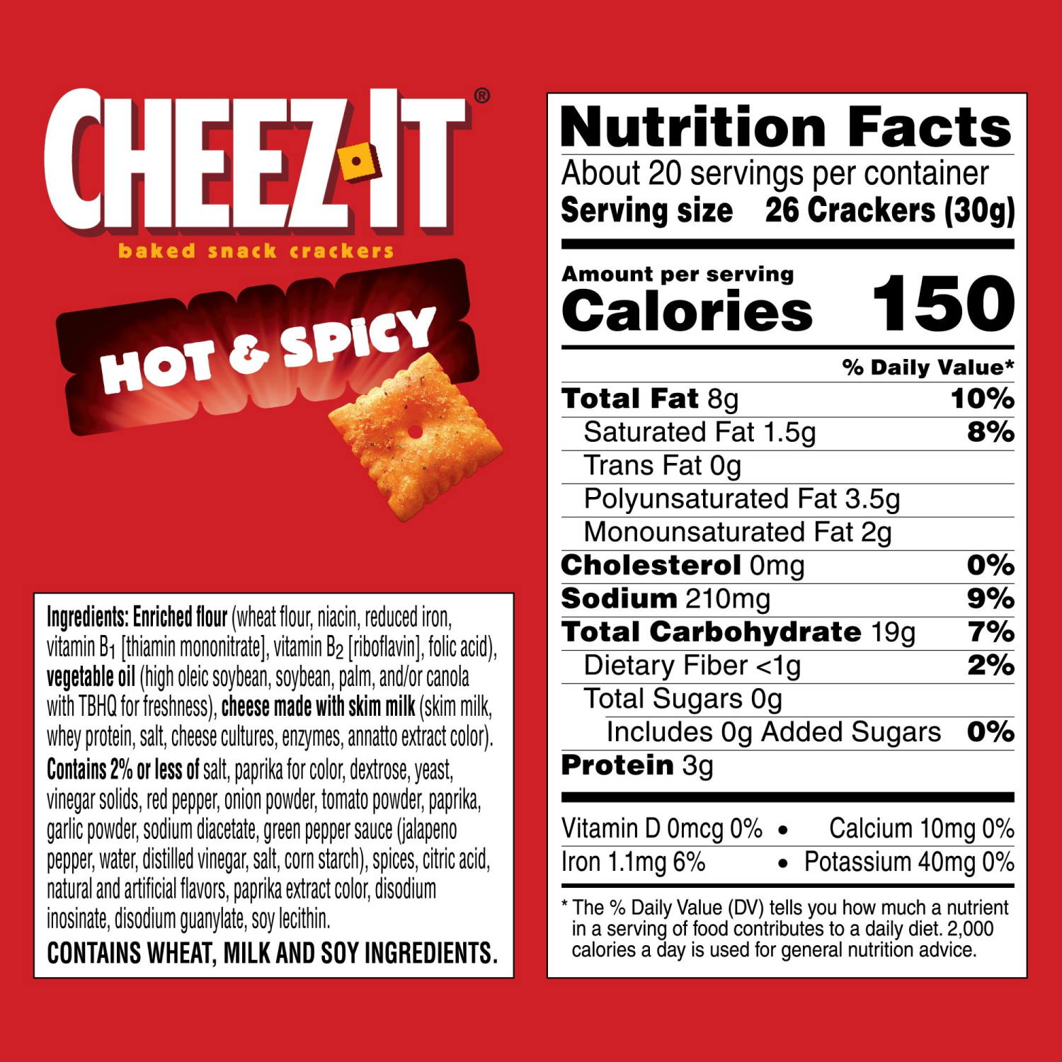 slide 7 of 8, Cheez-It Hot and Spicy Cheese Crackers, 21 oz