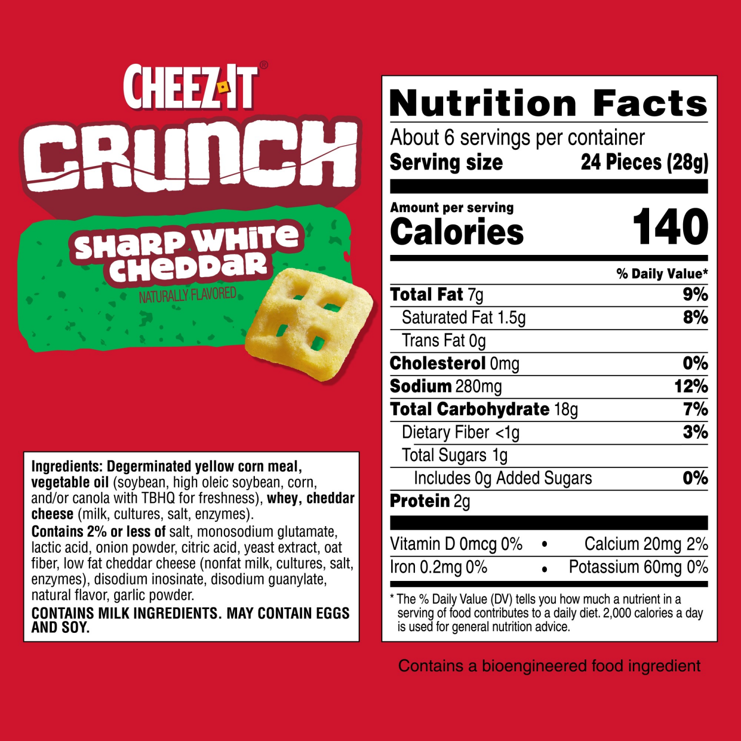 slide 2 of 8, Cheez-It Crunch Sharp White Cheddar Crackers - 6.5oz, 6.5 oz