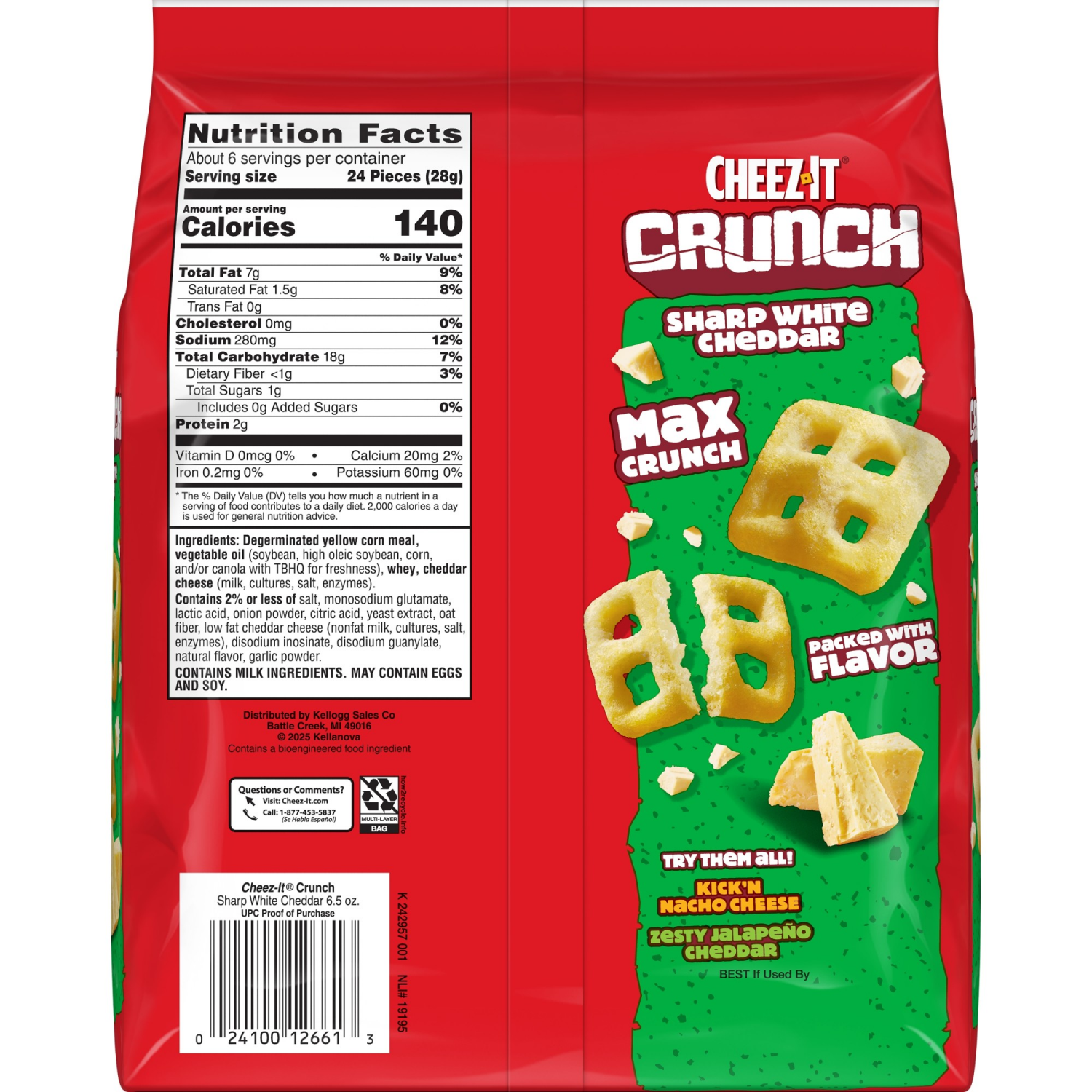 slide 3 of 8, Cheez-It Crunch Sharp White Cheddar Crackers - 6.5oz, 6.5 oz