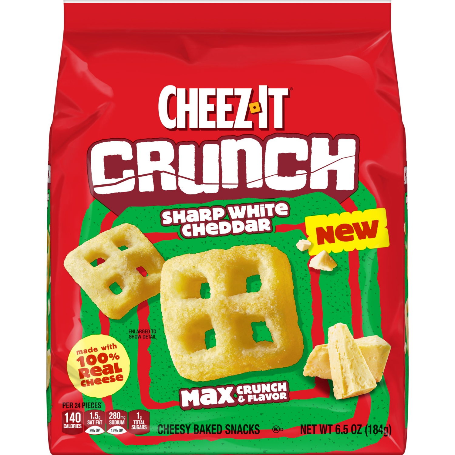 slide 5 of 8, Cheez-It Crunch Sharp White Cheddar Crackers - 6.5oz, 6.5 oz