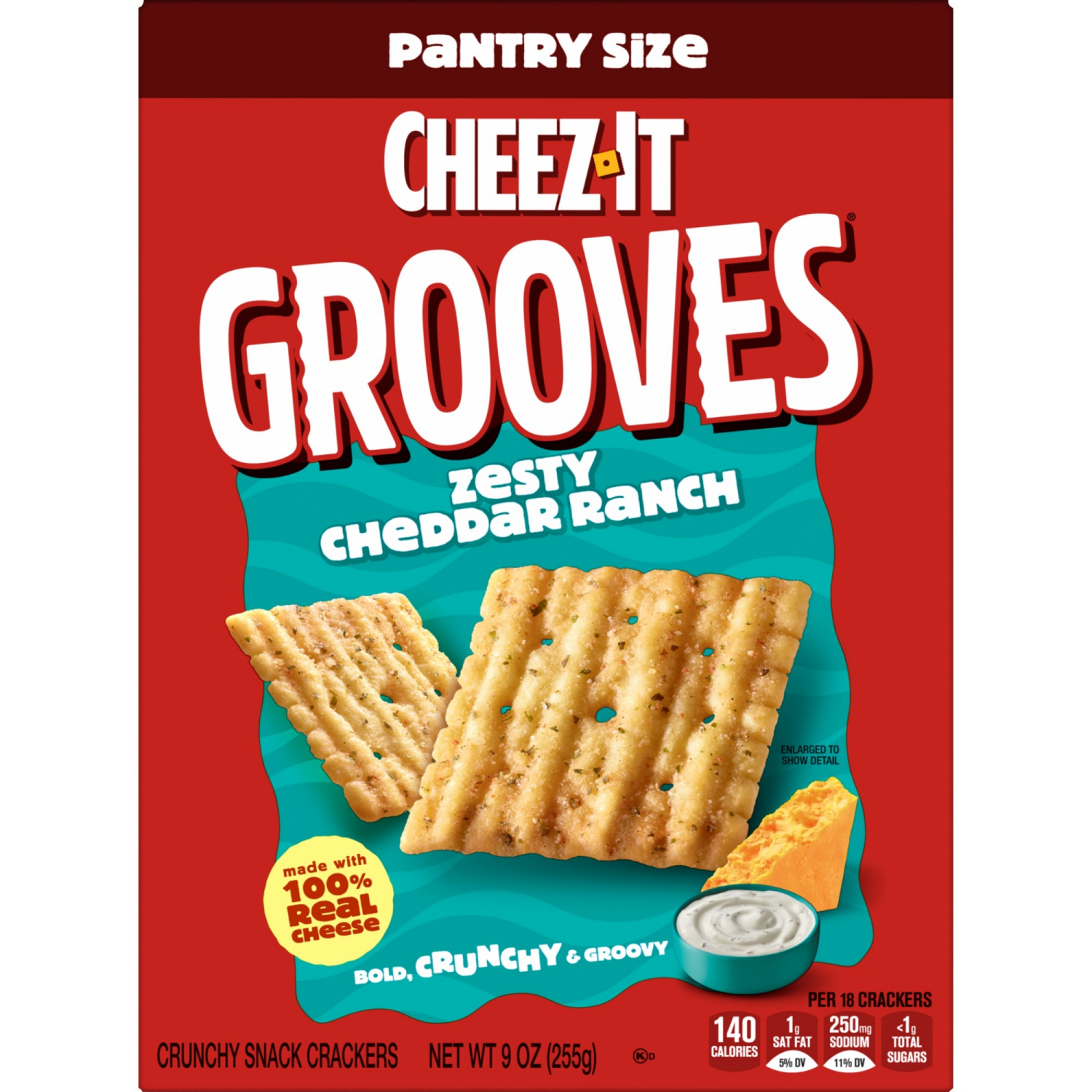 slide 5 of 8, Cheez-It Grooves Zesty Cheddar Ranch Cheese Crackers, 9 oz