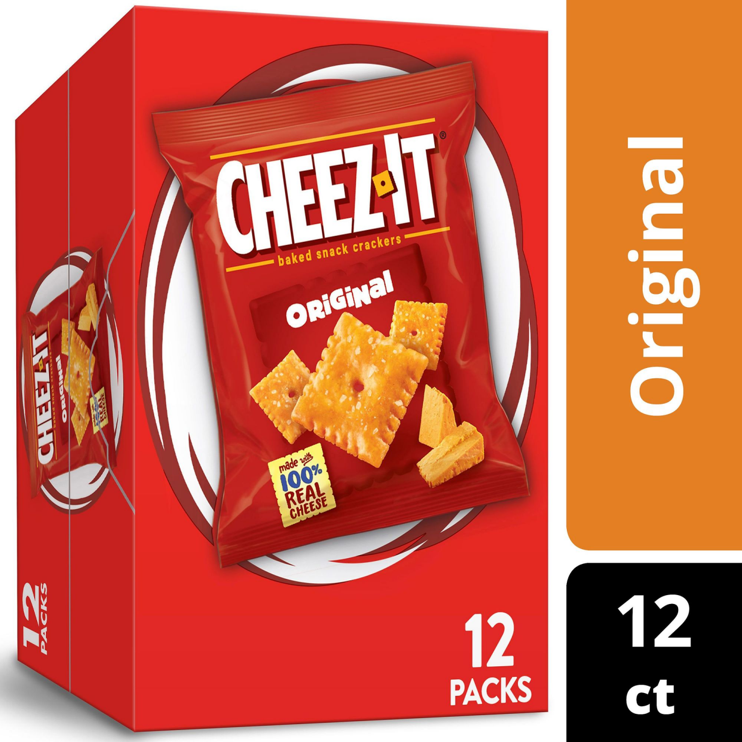 slide 1 of 8, Cheez-It 12 Packs Original Baked Snack Crackers 12-1 oz Pouches, 12 ct