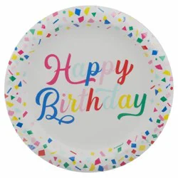 Unique Paper Plates, Colorful Confetti Birthday, 6-3/4 Inch
