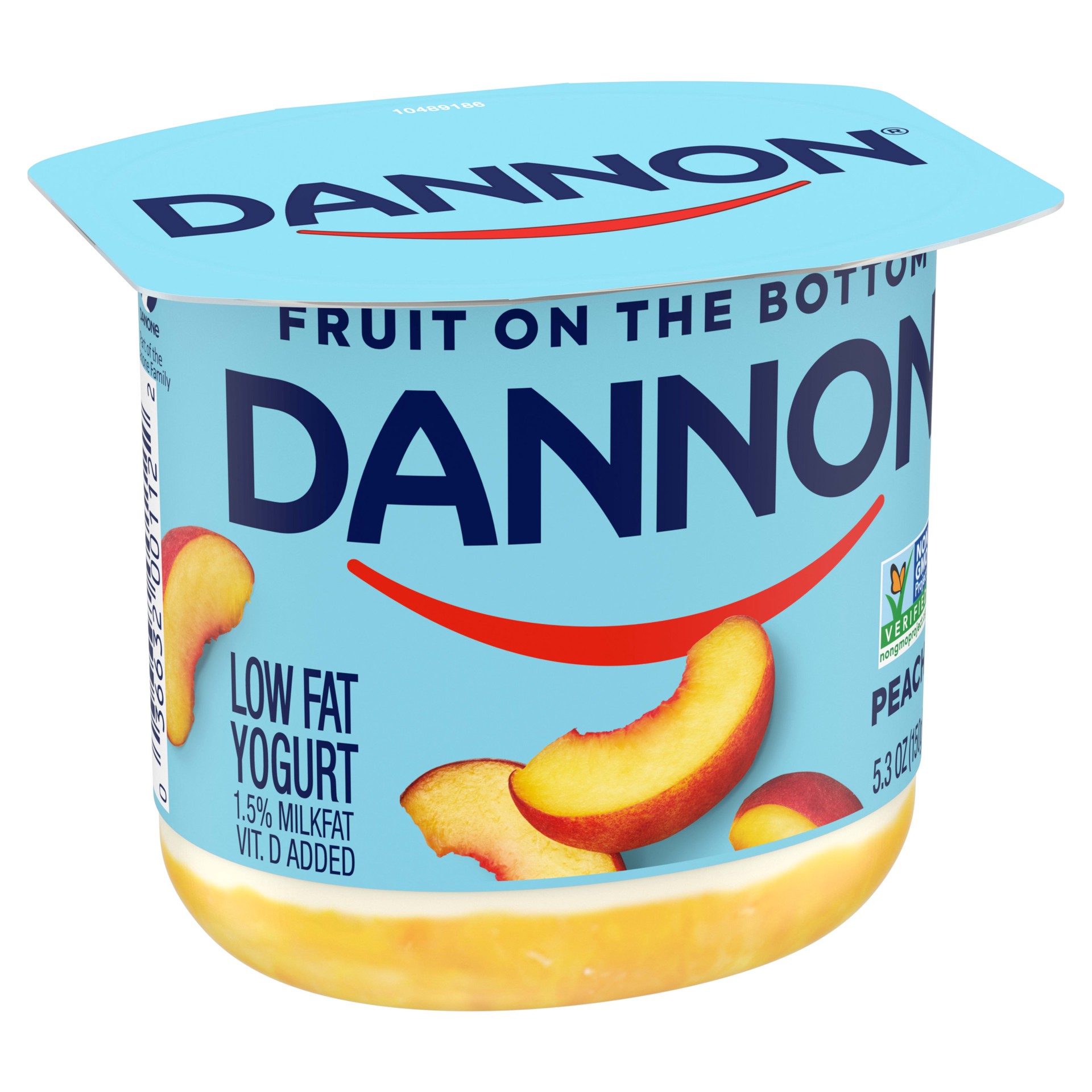 slide 3 of 5, Dannon Fruit on the Bottom Peach Low Fat Yogurt, Gluten Free Snacks with Real Peach Pieces, Good Source of Calcium and Vitamin D, 5.3 OZ Yogurt Container, 5.3 oz