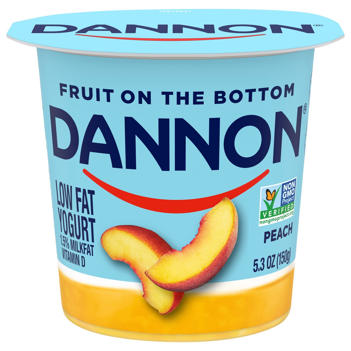 slide 1 of 5, Dannon Fruit on the Bottom Peach Low Fat Yogurt 5.3 OZ Container, 5.3 oz