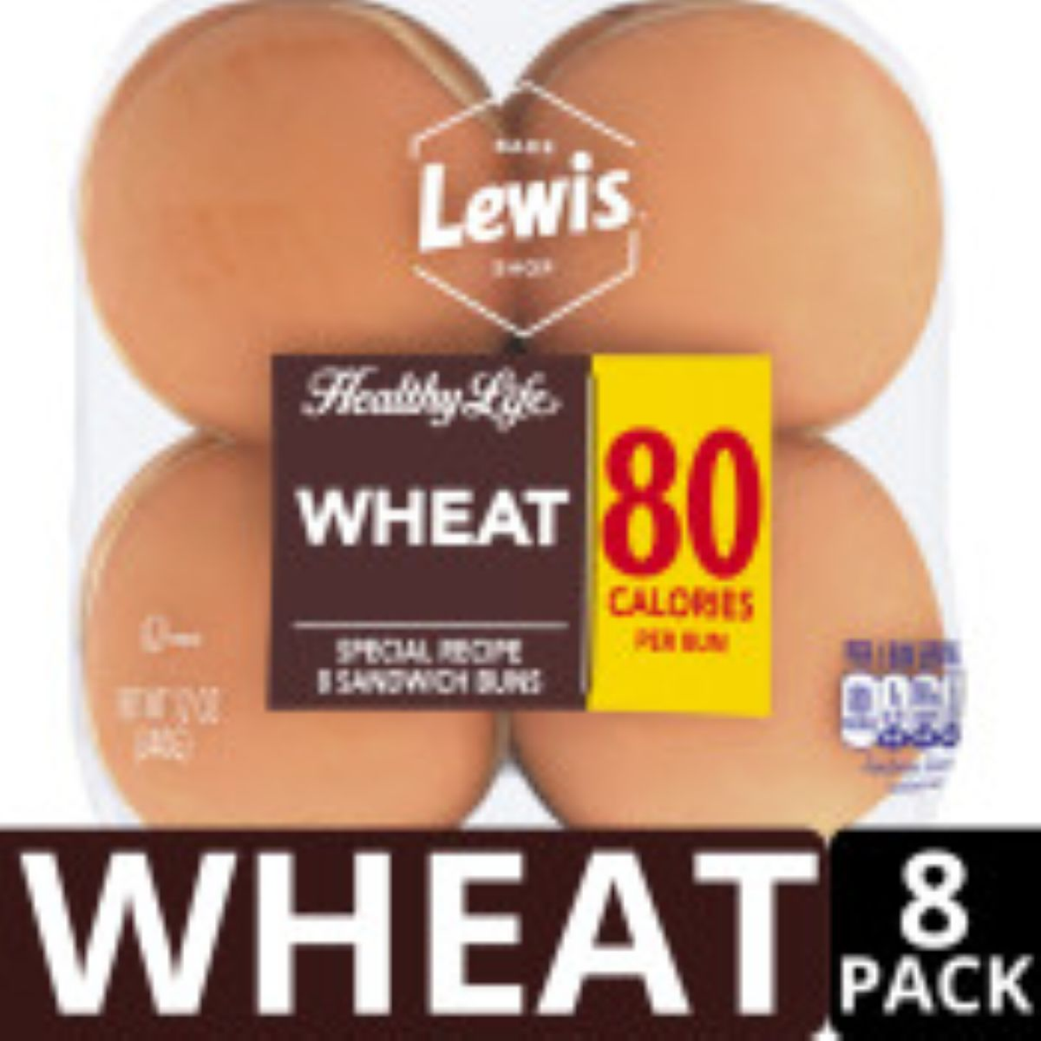 slide 1 of 5, Lewis Healthy Life Wheat Burger Sandwich Buns 8 ea, 12 oz