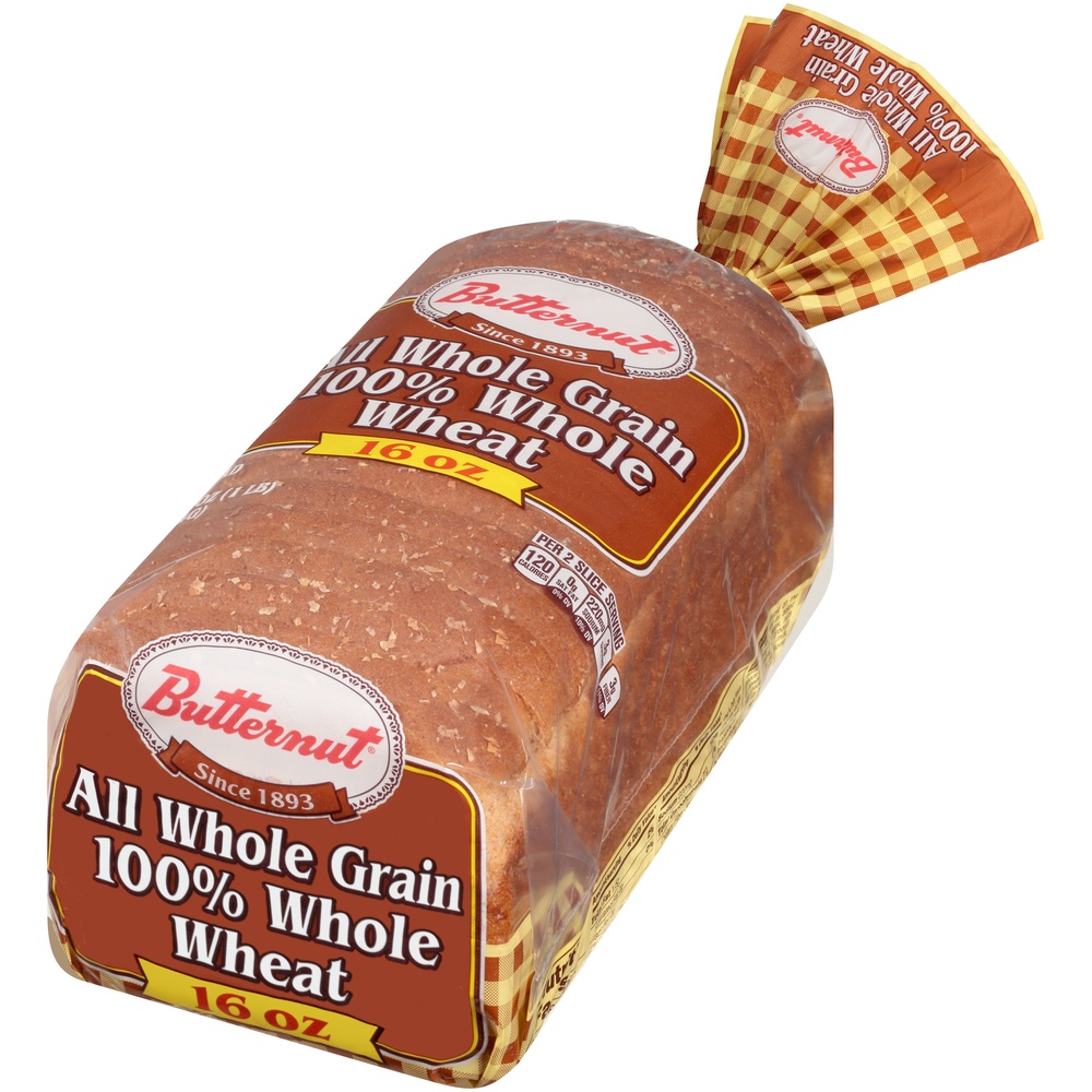 slide 4 of 8, Butternut All Whole Grain 100% Whole Wheat Bread 16 oz, 16 oz