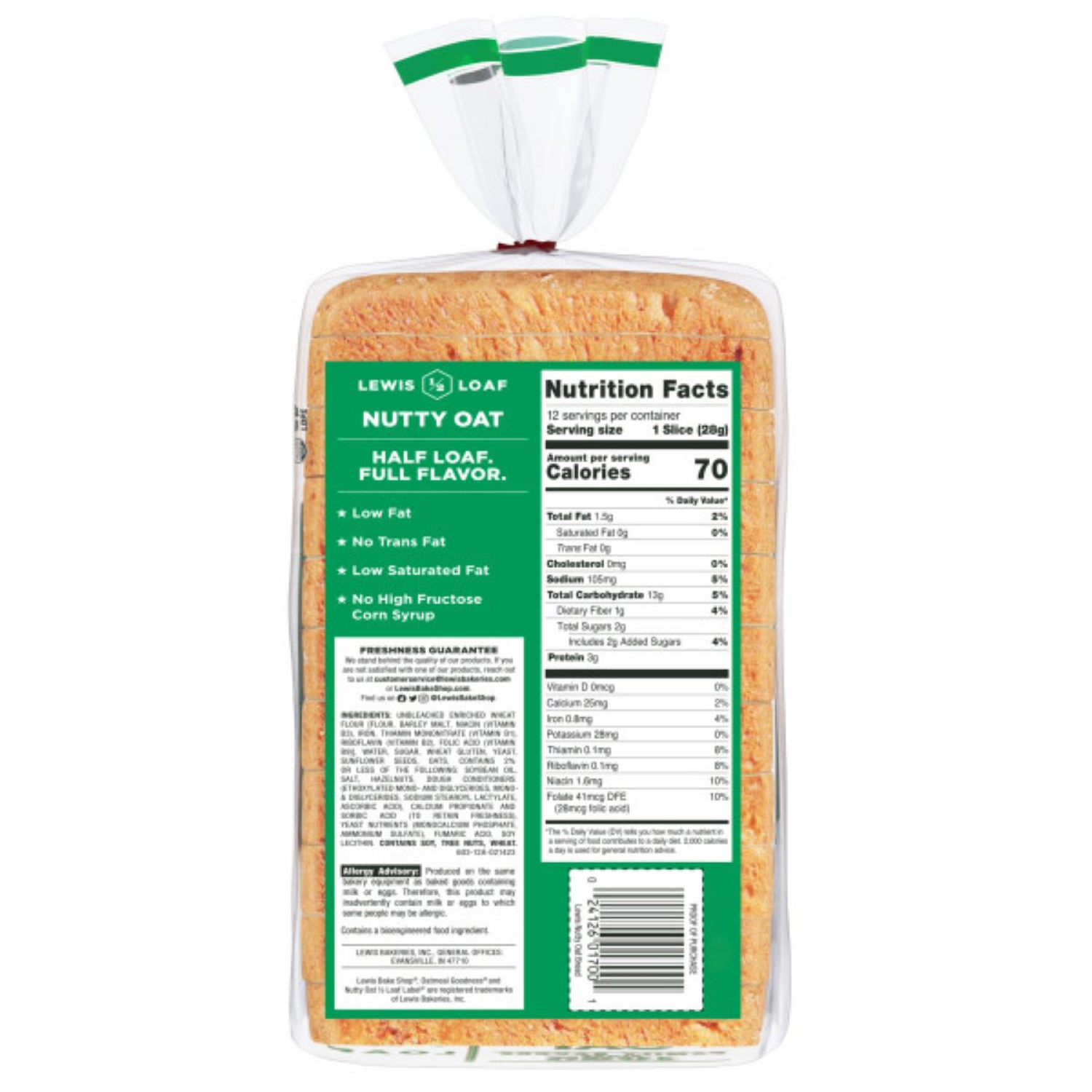 slide 2 of 8, Lewis 1/2 Loaf Nutty Oat Bread 12 oz, 12 oz