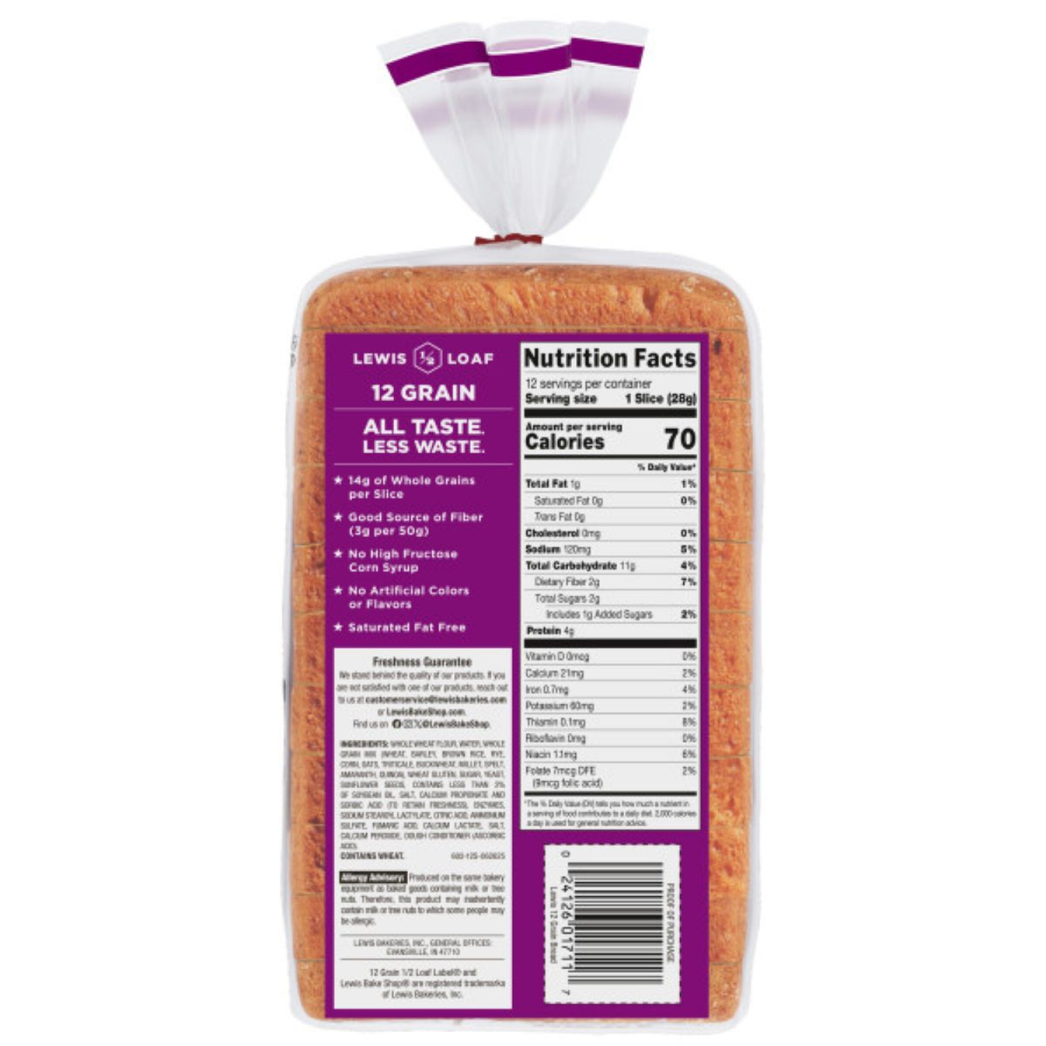 slide 2 of 8, Lewis 1/2 Loaf 12 Grain Bread 12 oz, 12 oz