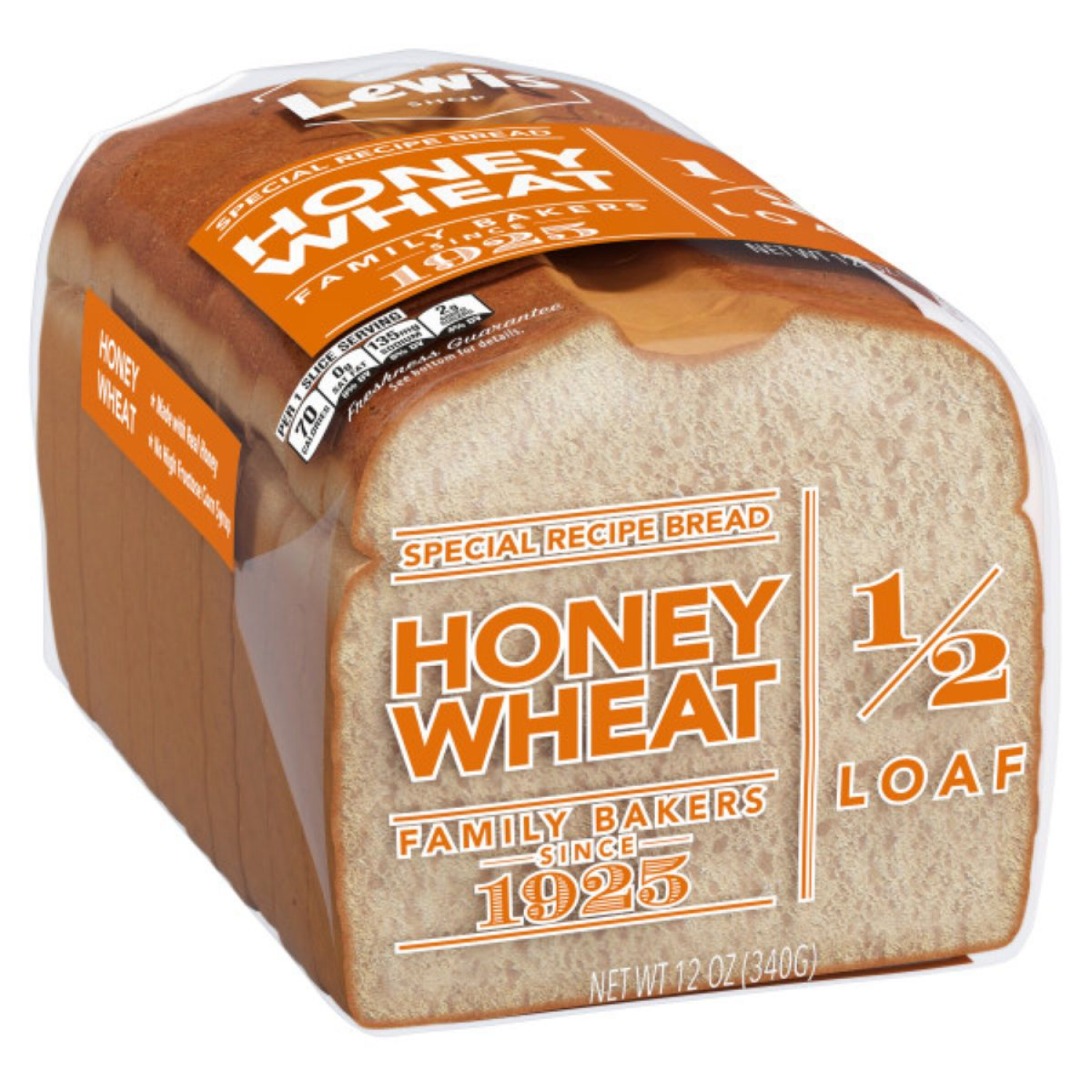 slide 6 of 8, Lewis 1/2 Loaf Honey Wheat Bread 12 oz, 12 oz