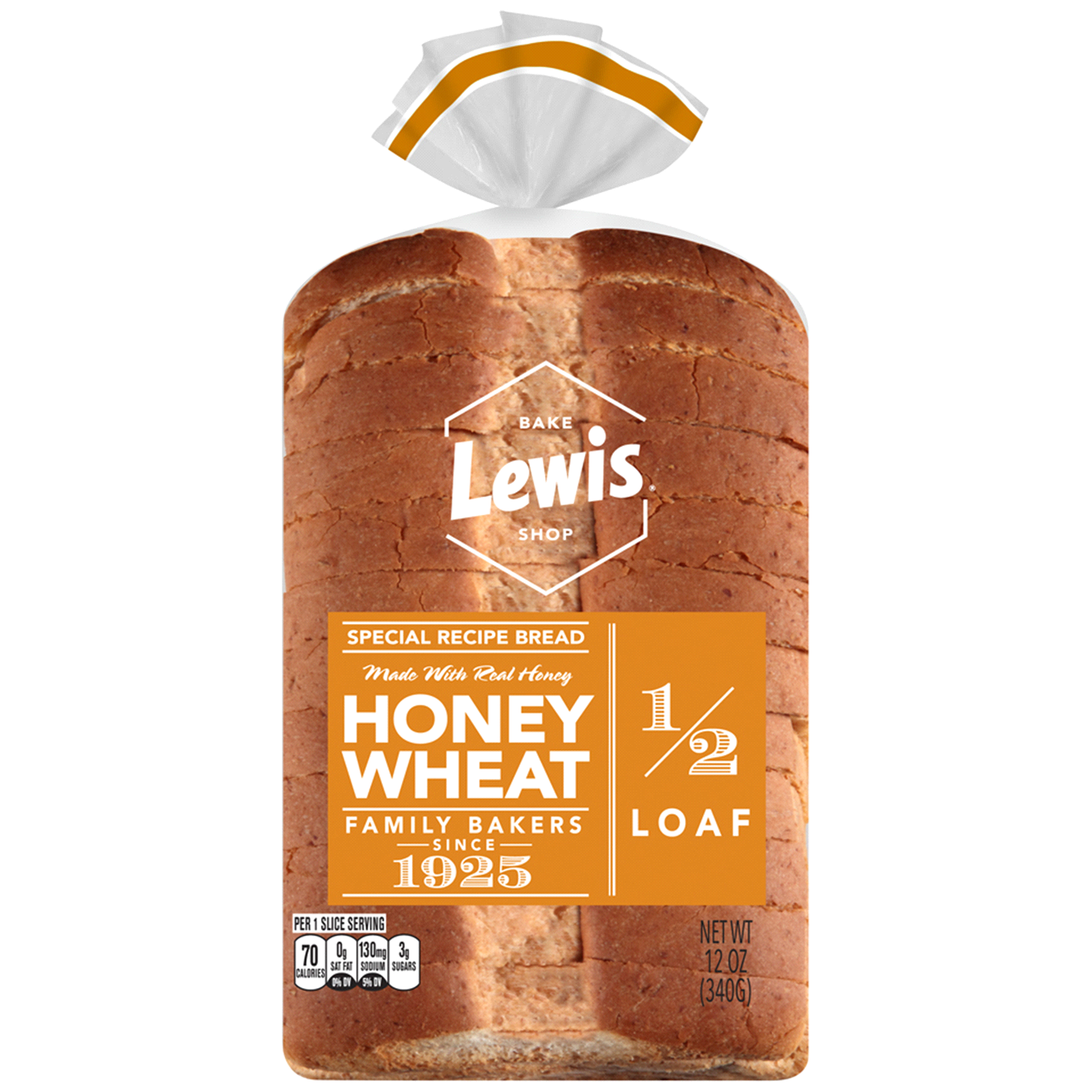 slide 1 of 1, Lewis 1/2 Loaf Honey Wheat Bread 12 oz, 12 oz