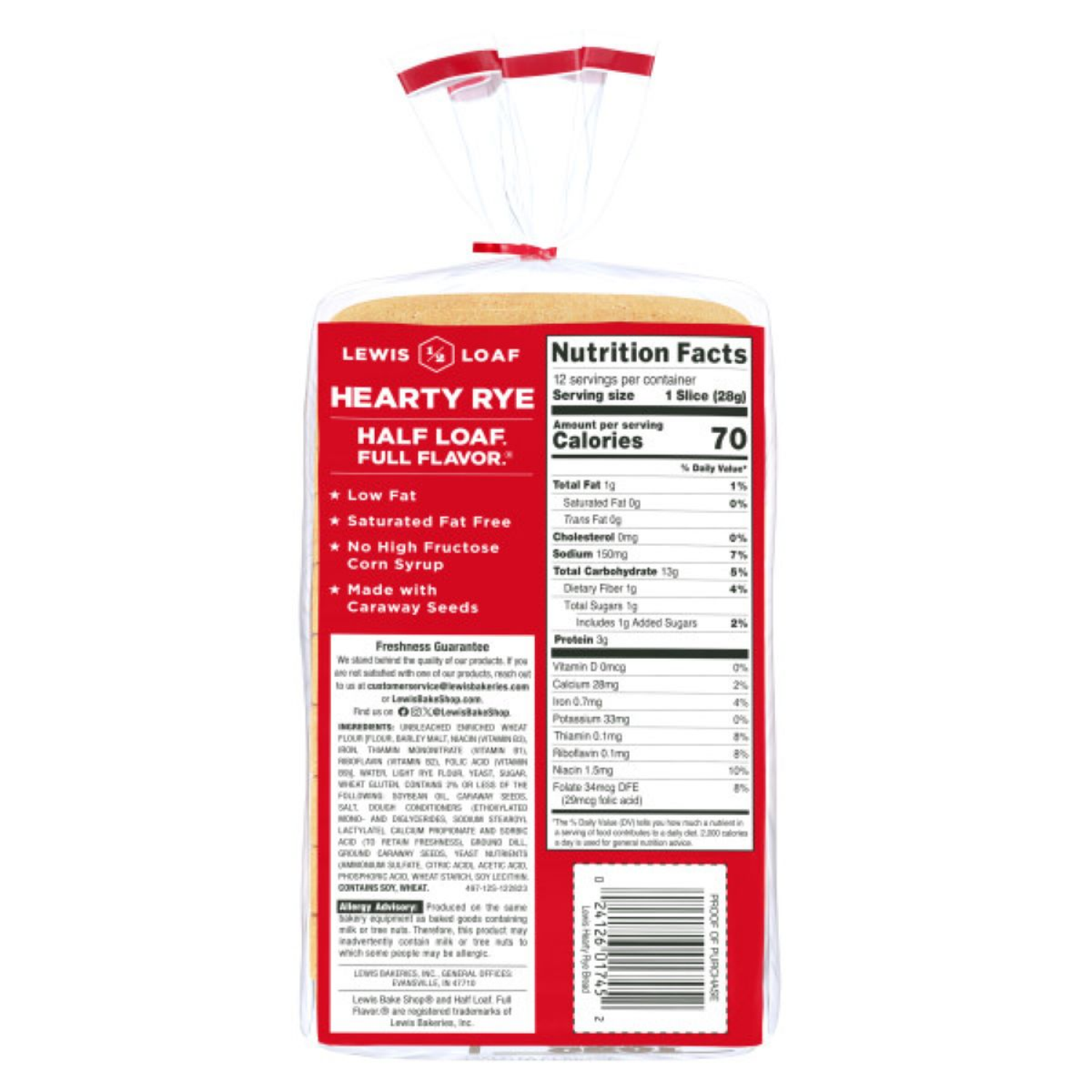 slide 2 of 8, Lewis 1/2 Loaf Hearty Rye Bread 12 oz, 12 oz