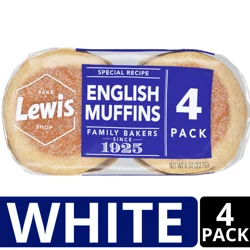 Lewis Bakeries White English Muffins, 8 oz, 4 Count