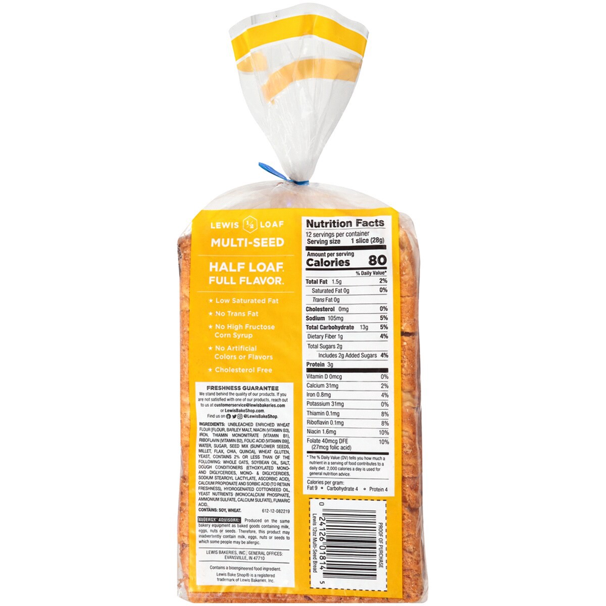 slide 5 of 5, Lewis Bakeries Multi-Seed Half Loaf Bread, 1/2 Loaf, 12 oz, 12 oz