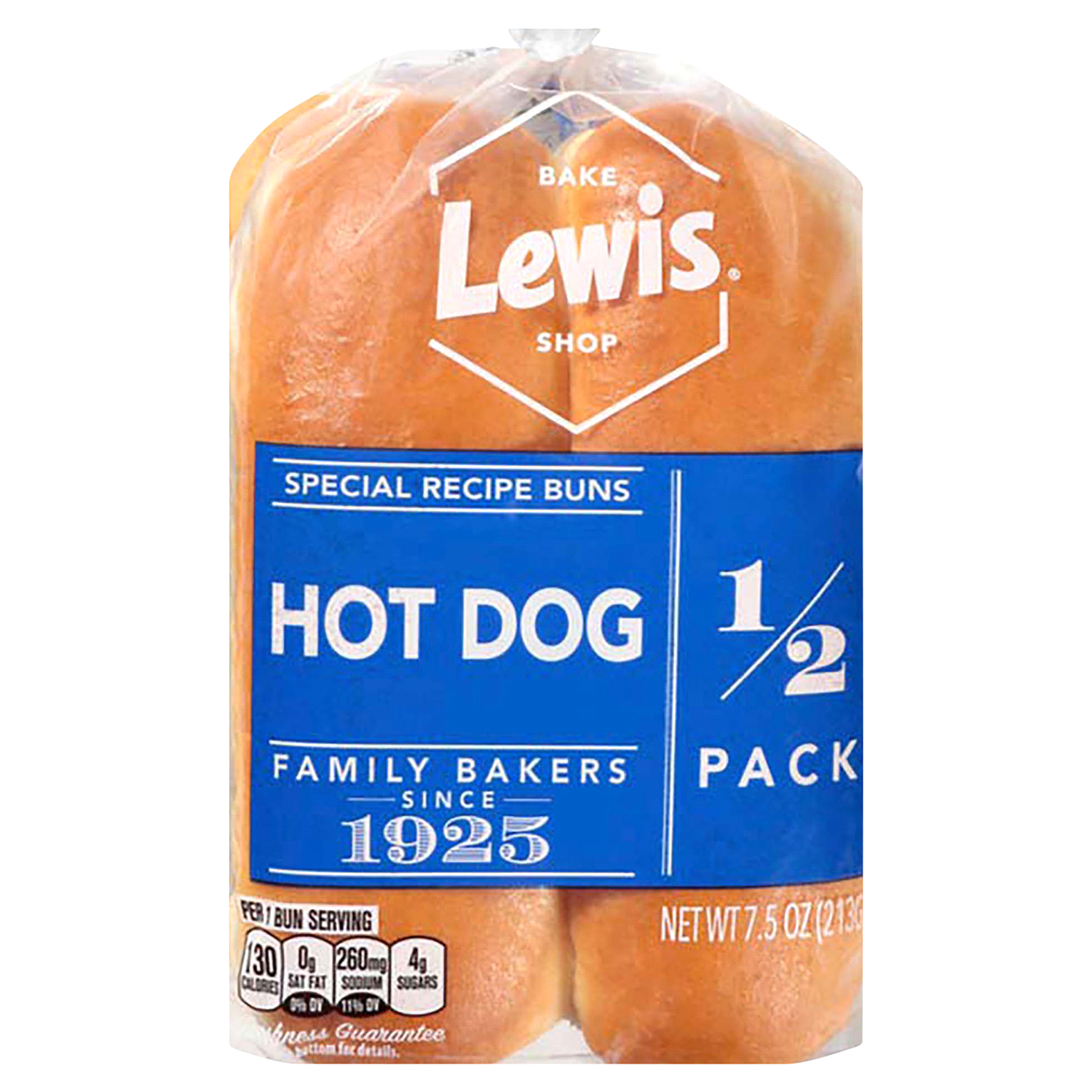 slide 1 of 2, Lewis 1/2 Pack Hot Dog Buns 7.5 oz, 1 ct