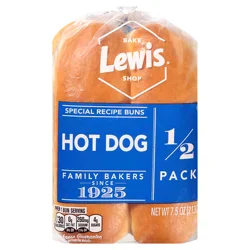 Lewis 1/2 Pack Hot Dog Buns 7.5 oz