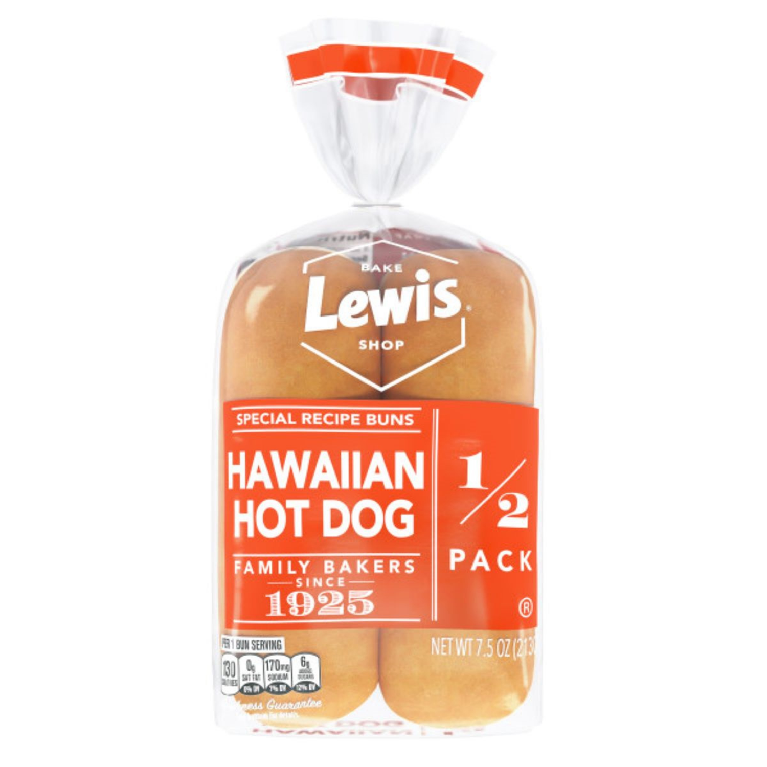 slide 8 of 8, Lewis 1/2 Pack Hawaiian Hot Dog Buns 7.5 oz, 7.5 oz