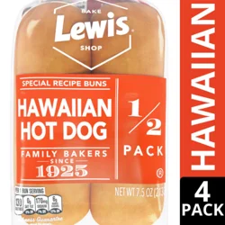 Lewis 1/2 Pack Hawaiian Hot Dog Buns 7.5 oz