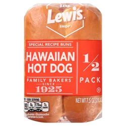 Lewis 1/2 Pack Hawaiian Hot Dog Buns 7.5 oz