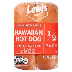 Lewis 1/2 Pack Hawaiian Hot Dog Buns 7.5 oz