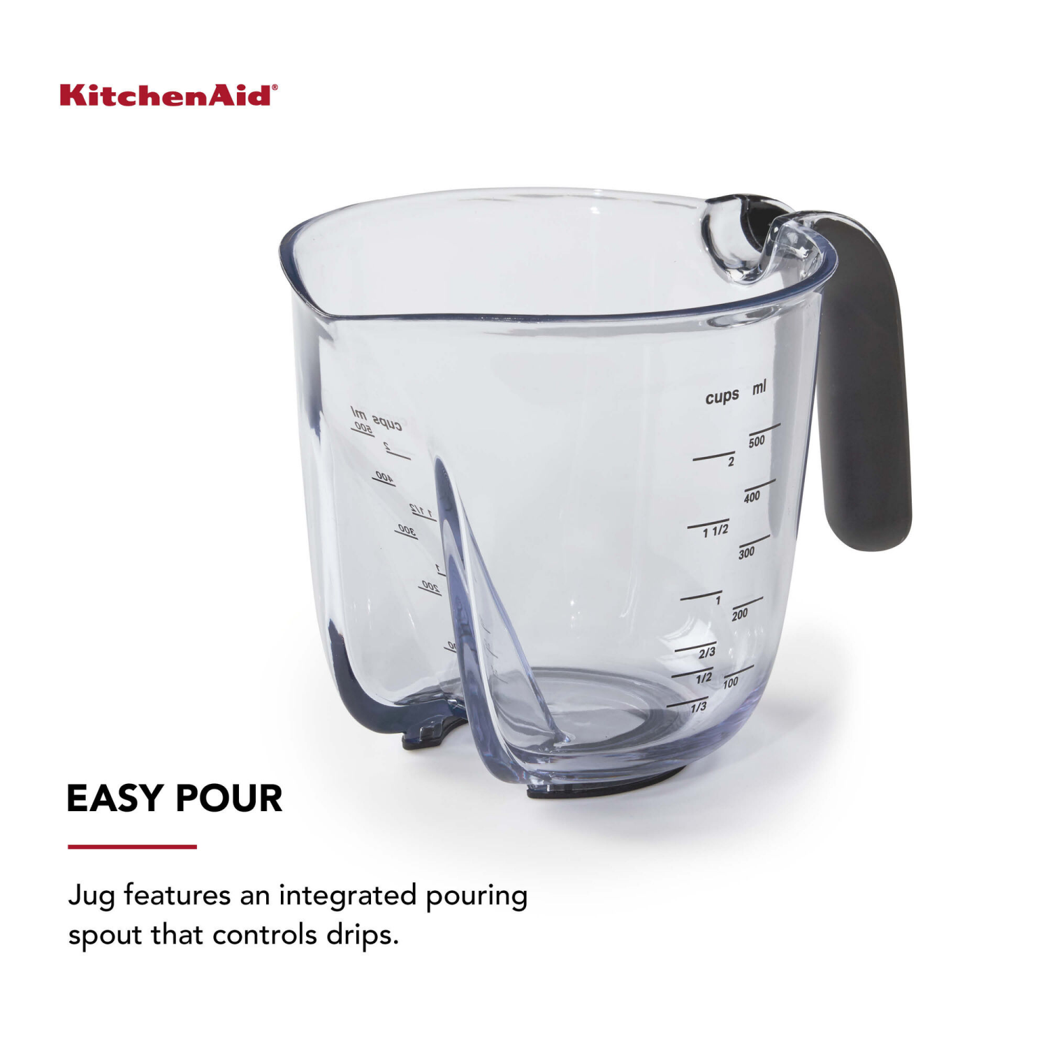 slide 1 of 1, KITCHENAID KA Angled Measuring Jug Medium Black, 1 ct