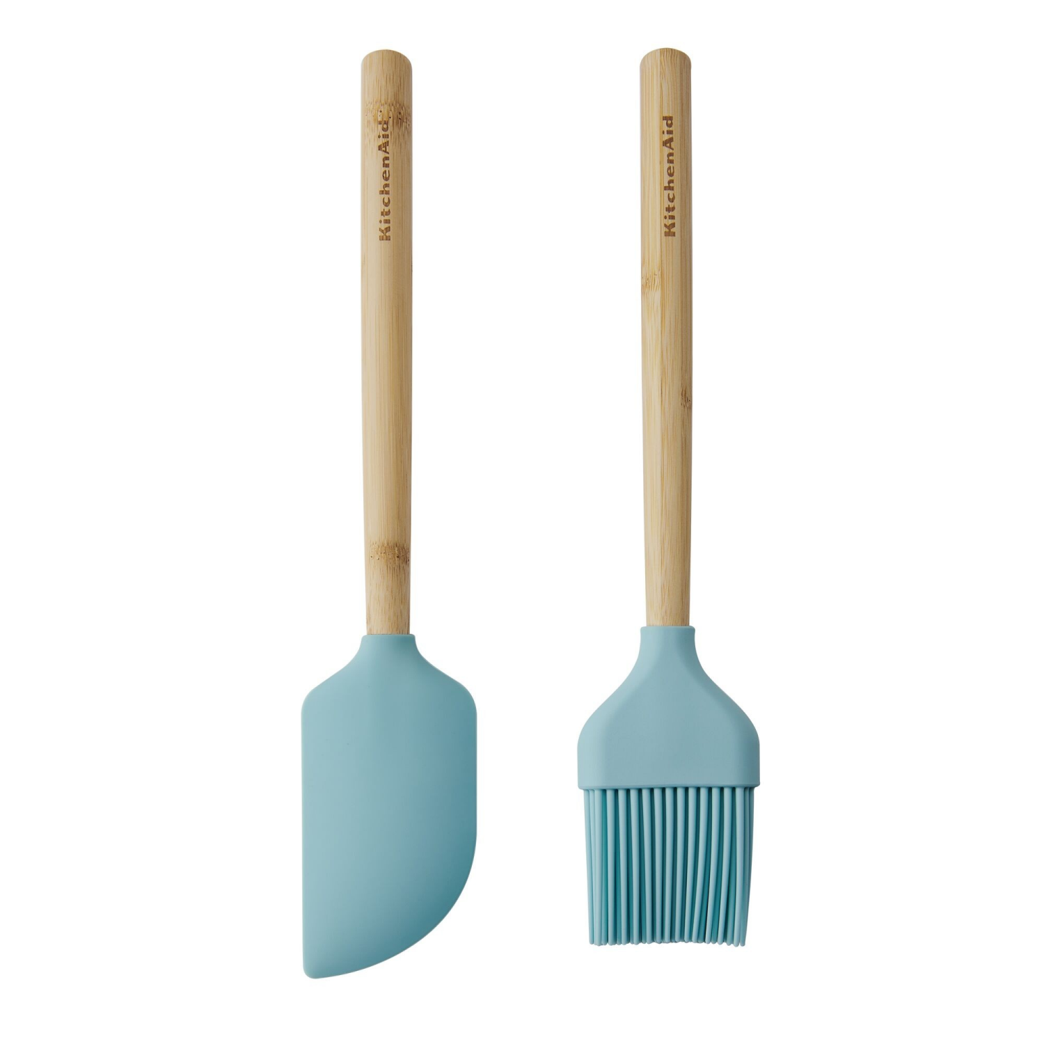 slide 2 of 2, KITCHENAID Kitchen Aid Bamboo 2pc Spatula Basting Brush Mineral Water, 2 ct