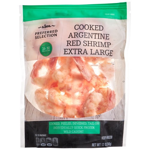 slide 1 of 1, Lidl Preferred Selection frozen raw Argentinian red shrimp, extra large, 12 oz