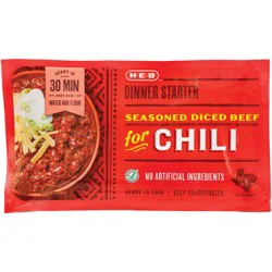 H-E-B Dinner Starter - Seasoned Diced Beef for Chili