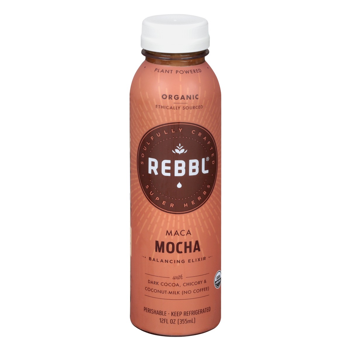 slide 7 of 13, REBBL Organic Maca Mocha Balancing Elixir 12 oz, 12 oz