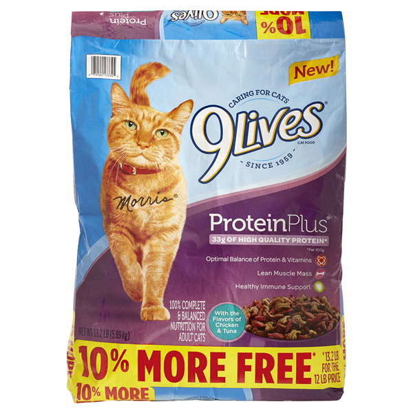 slide 1 of 1, 9Lives Protein Plus Dry Cat Food, 12 lb