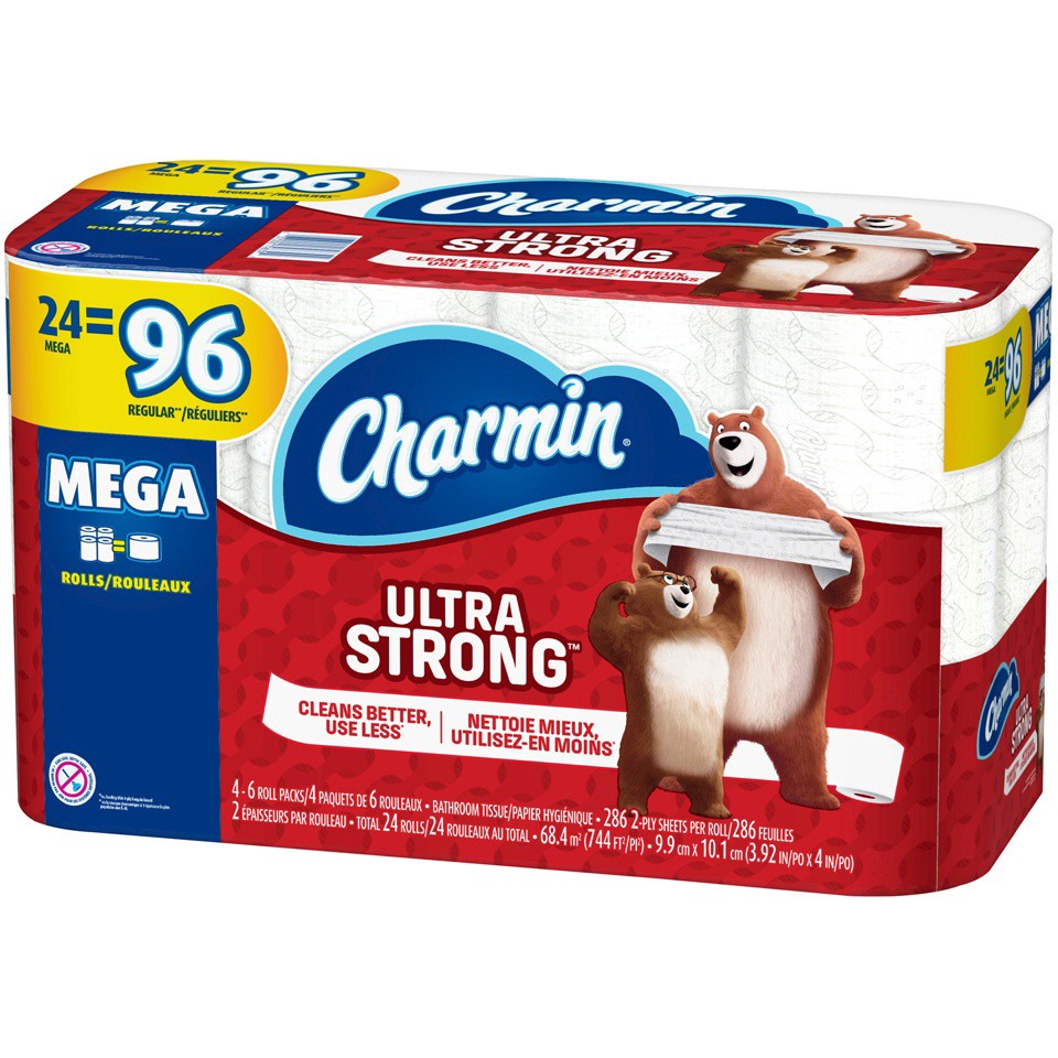 slide 4 of 4, Charmin Ultra Strong Toilet Paper 24 Mega Rolls, 220 Sheets Per Roll, 24 ct