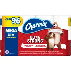 Charmin Toilet Paper Ultra Strong, 24 Mega Rolls, 2-ply Bath Tissue