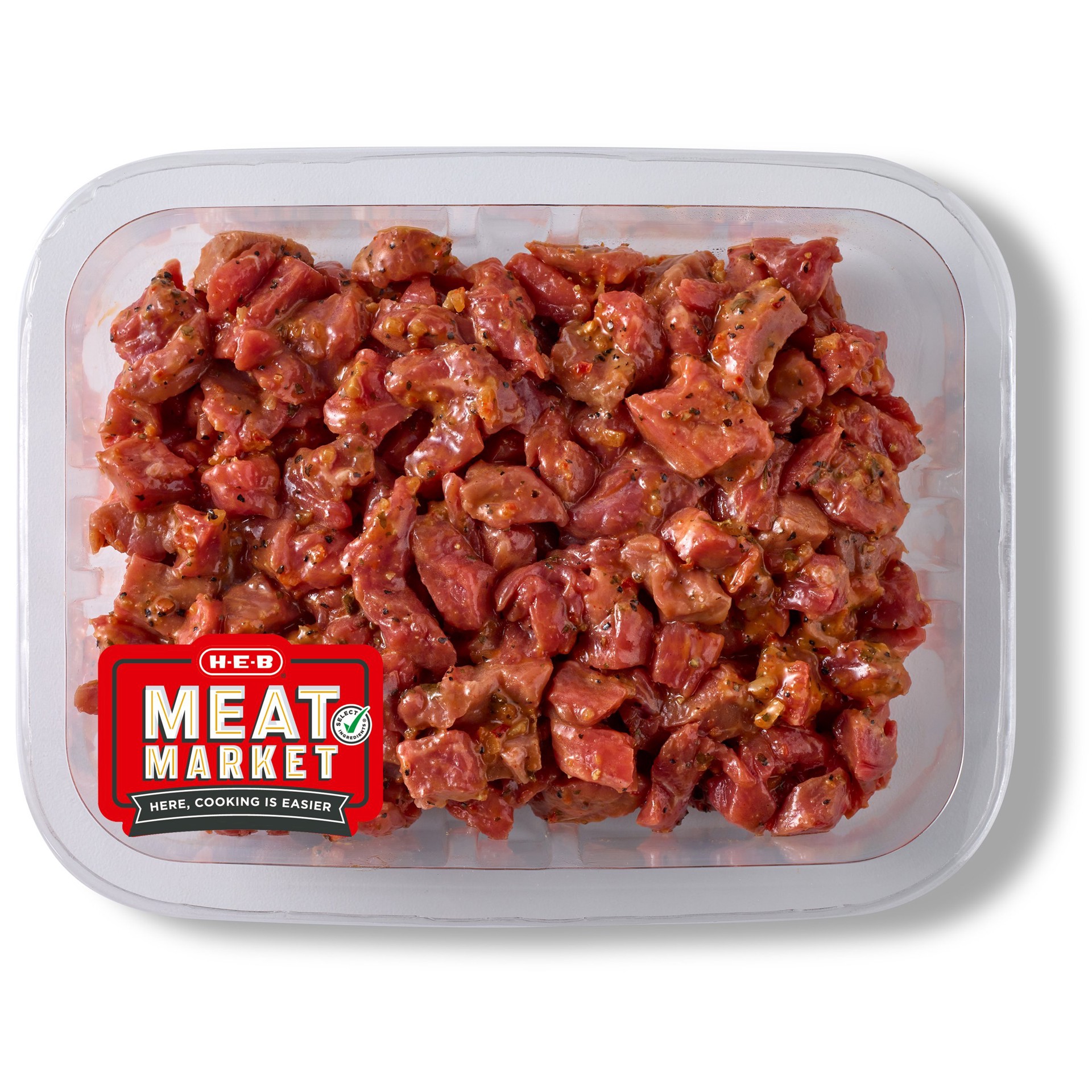slide 1 of 1, H-E-B Meat Market Marinated Diced Beef - Southwest Style, per lb