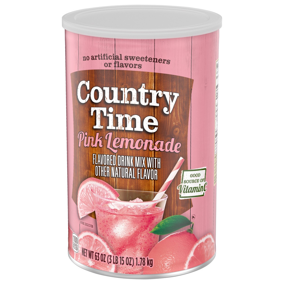 slide 5 of 9, Country Time Pink Lemonade Naturally Flavored Powdered Drink Mix, 63 oz Canister, 63 oz