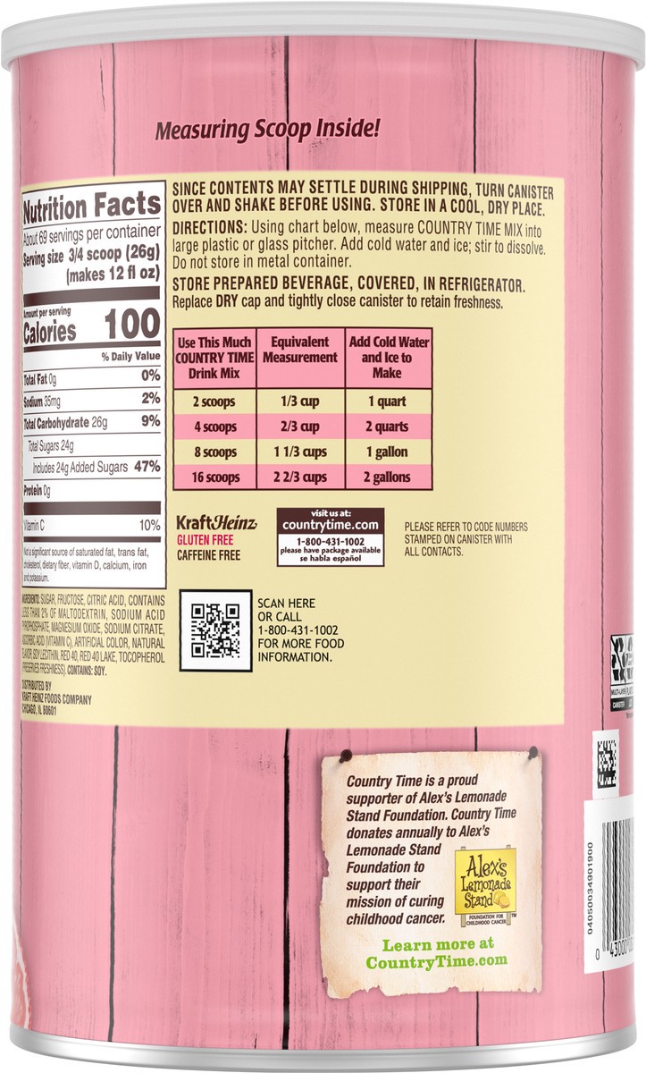 slide 6 of 9, Country Time Pink Lemonade Naturally Flavored Powdered Drink Mix, 63 oz Canister, 63 oz