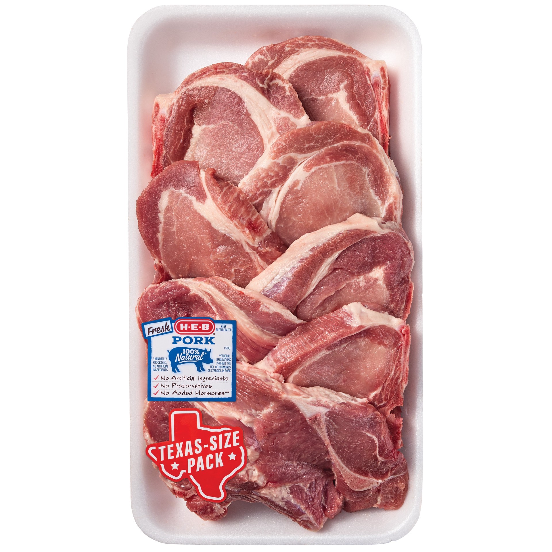 slide 1 of 1, H-E-B Bone-in Ribeye & Blade Pork Chops, Thick Cut - Texas-Size Pack, per lb