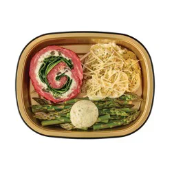 Meal Simple by H-E-B Spinach Feta Beef Pinwheel Au Gratin Potatoes & Asparagus