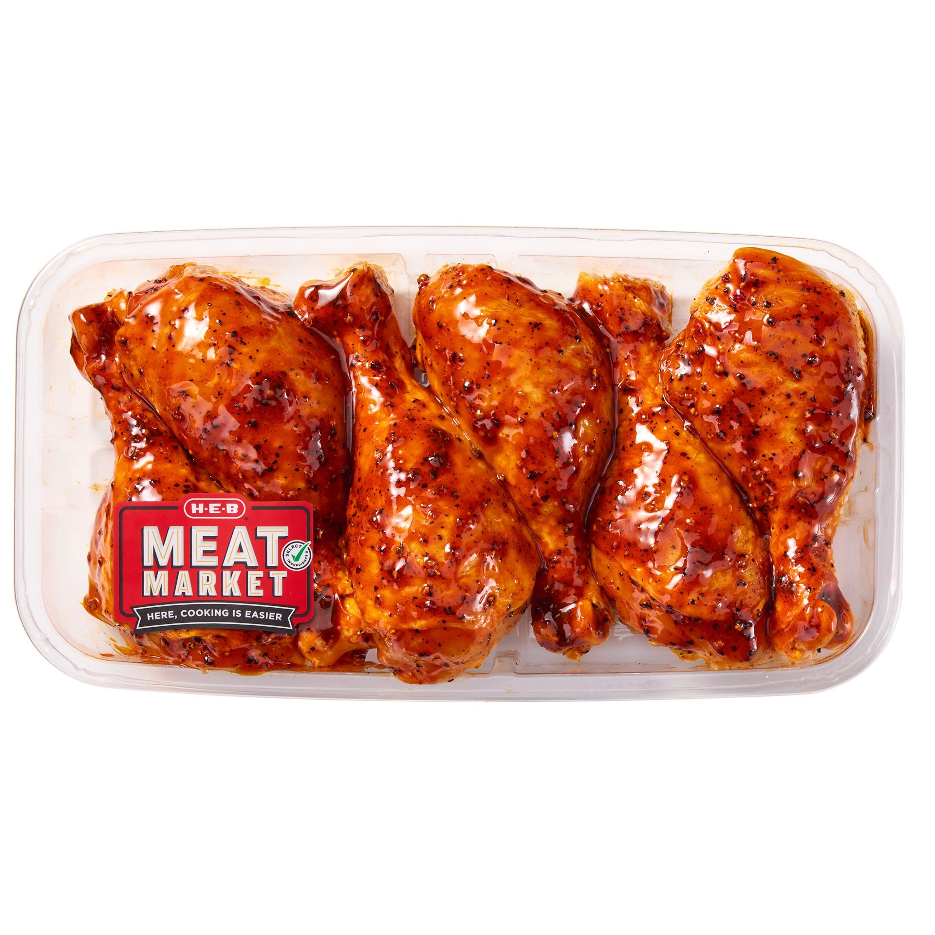 slide 1 of 1, H-E-B Meat Market Marinated Chicken Drumsticks - Smoky BBQ, per lb