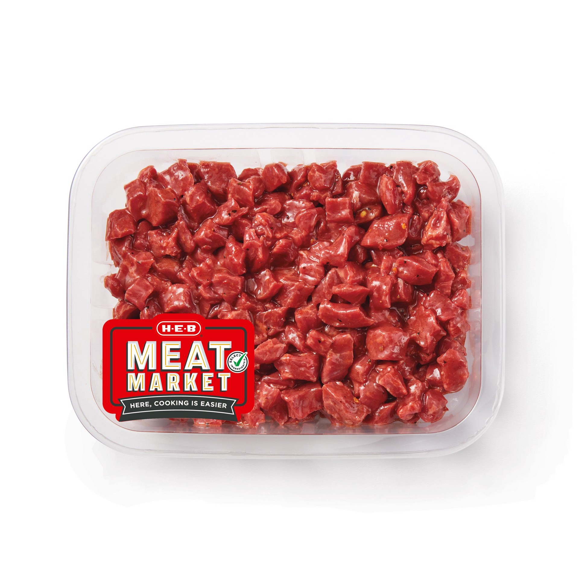 slide 1 of 1, H-E-B Meat Market Marinated Diced Beef - Chile Lime, per lb