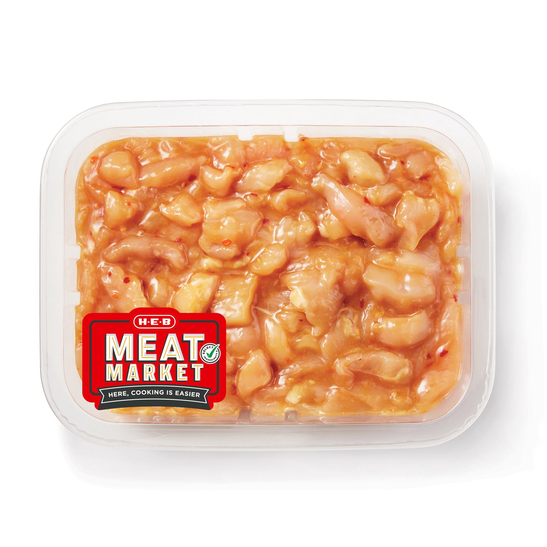 slide 1 of 1, H-E-B Meat Market Marinated Diced Chicken - Ginger Teriyaki, per lb