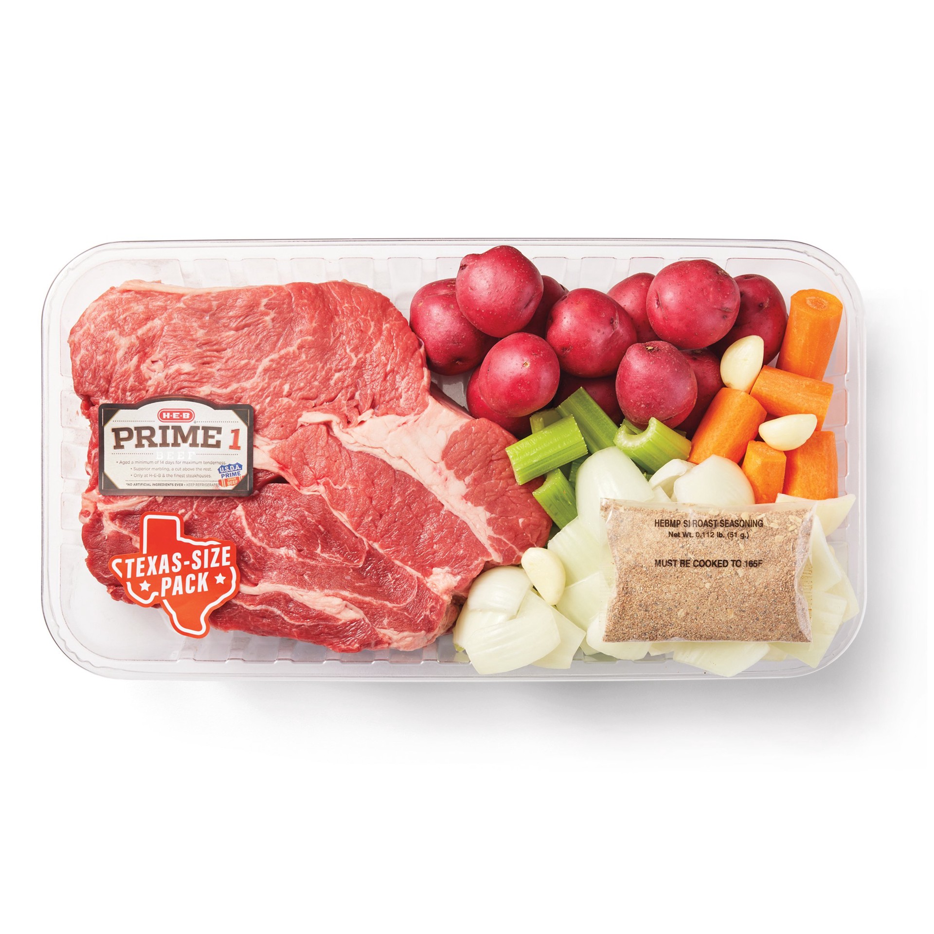 slide 1 of 1, H-E-B Prime 1 Beef Roast Kit - Boneless Chuck Roast - Texas-Size Pack, per lb