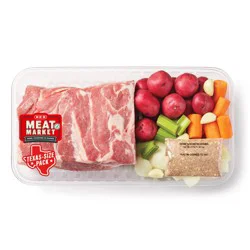 H-E-B Meat Market Pork Roast Kit - Bone-In Picnic Roast & Vegetables - Texas-Size Pack