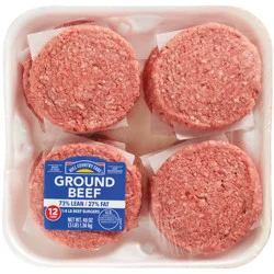 Hill Country Fare Ground Beef Burger Patties, 73% Lean - Texas-Size Pack