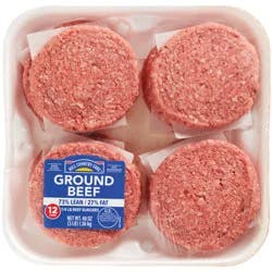 Hill Country Fare Ground Beef Burger Patties, 73% Lean - Texas-Size Pack