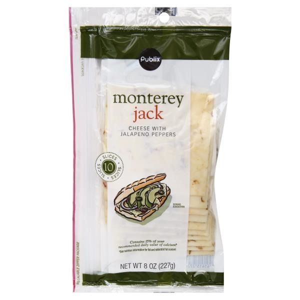 slide 1 of 1, Publix Monterey Jack Cheese Slices, 8 oz