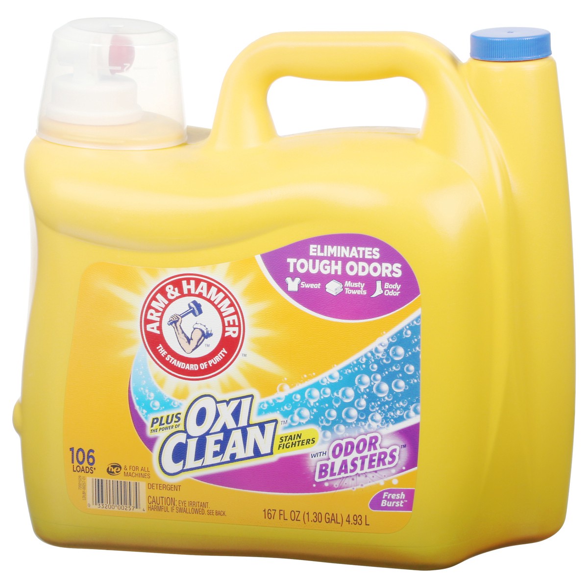 slide 3 of 9, Arm & Hammer Plus Oxiclean Fresh Burst Scent Liquid Laundry Detergent, 167 fl oz