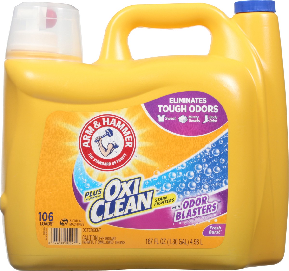 slide 6 of 9, Arm & Hammer Plus Oxiclean Fresh Burst Scent Liquid Laundry Detergent, 167 fl oz